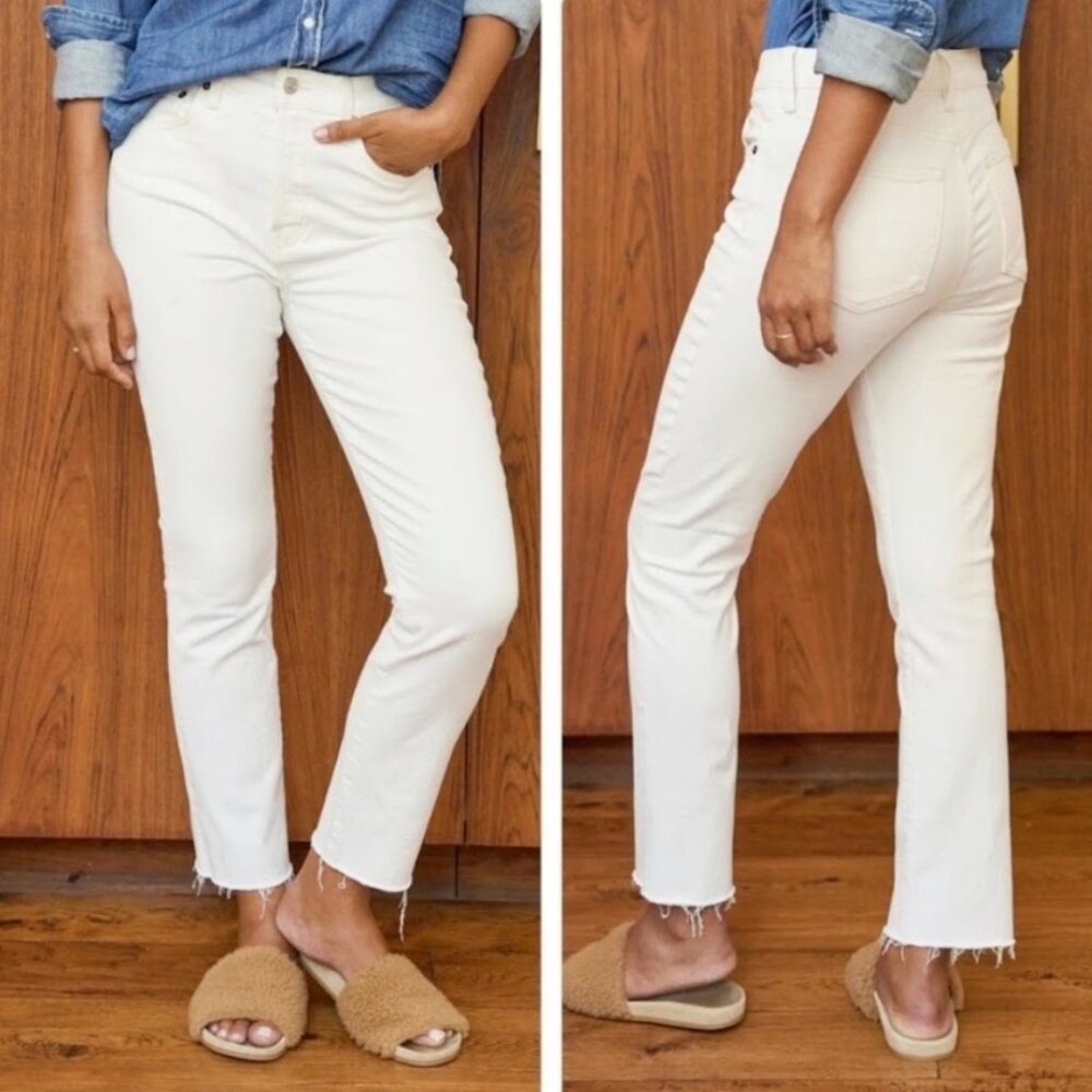 Frank & Eileen Cork Jeans Straight Leg Button Fly Raw Hem White 31